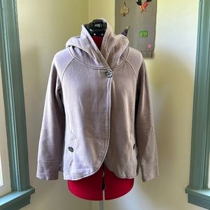 Prana Mauve Wrap Hooded Organic Cotton Blend Sweatshirt